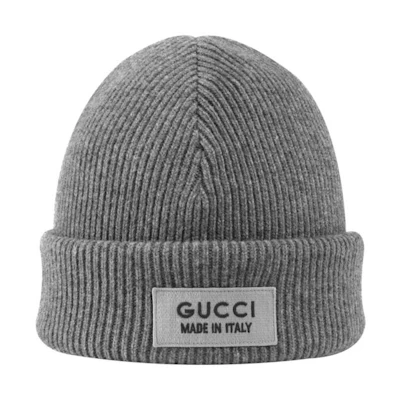 GUCCI Wool Beanie with Logo - Gray. 7725624G2001200