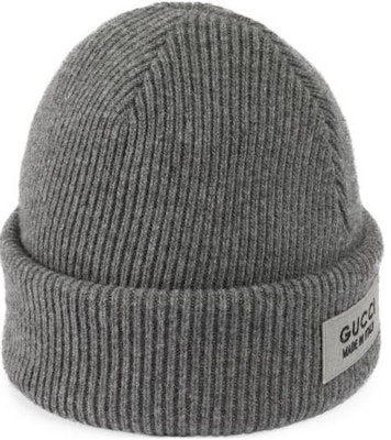 GUCCI Wool Beanie with Logo - Gray. 7725624G2001200 Lookbook GUCCI Wool Beanie with Logo - Gray. 7725624G2001200