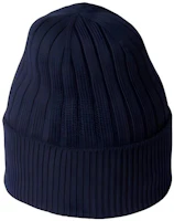 Shop GUCCI 羊毛暗藍色Logo針織毛帽 8113444G2004000