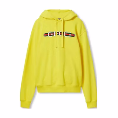 GUCCI Yellow Hoodie with Logo Letter Print. 788086-XJGKR-7218