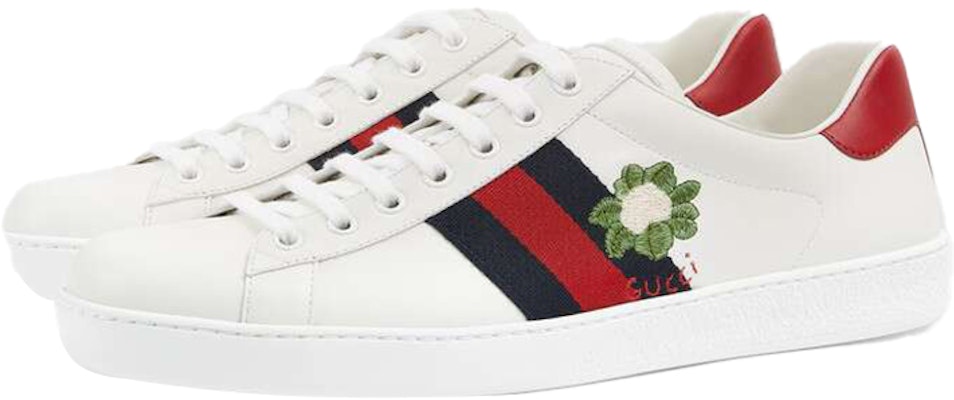 GUCCI古馳 ACE 花植物刺繡 休閒板鞋 男式 白紅 Lookbook GUCCI古馳 ACE 花植物刺繡 休閒板鞋 男式 白紅