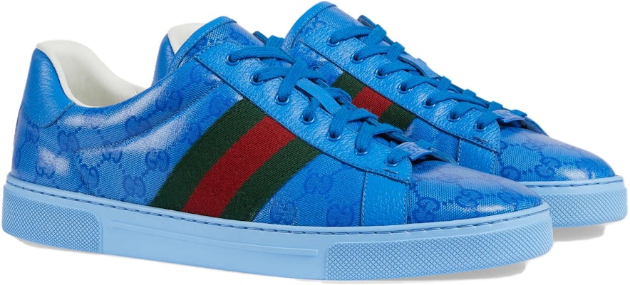 GUCCI古馳 ACE 皮革 圓頭繫帶 低筒 運動鞋 男款 藍色 Order GUCCI古馳 ACE 皮革 圓頭繫帶 低筒 運動鞋 男款 藍色