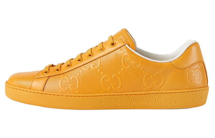 Buy GUCCI古馳 ACE GG印花壓紋 透氣耐磨防滑 低筒休閒 時尚板鞋 男款 橙黃