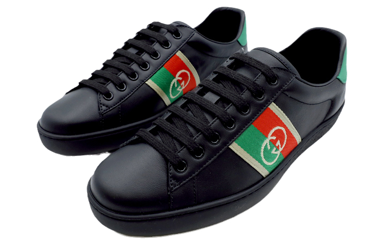 Order GUCCI古馳 ACE Interlocking G 簡約休閒 時尚板鞋 男款 黑色