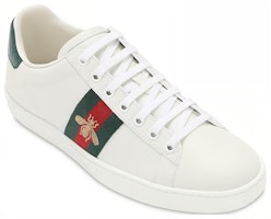 GUCCI古馳 ACE 皮革 蜜蜂刺繡繫帶低筒 時尚板鞋 男款 白綠色 Lookbook GUCCI古馳 ACE 皮革 蜜蜂刺繡繫帶低筒 時尚板鞋 男款 白綠色