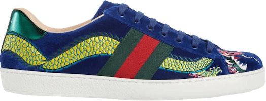 Gucci Ace Embroidered 'Blue Velvet Dragon' 473756-FASJ0-4064 Gucci Ace Embroidered 'Blue Velvet Dragon' 473756-FASJ0-4064