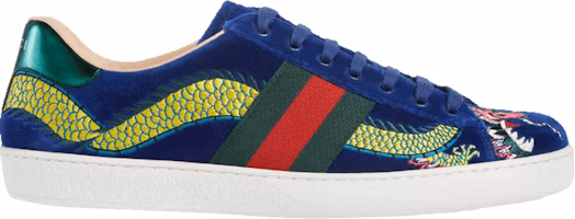Gucci Ace Embroidered 'Blue Velvet Dragon' 473756-FASJ0-4064 Gucci Ace Embroidered 'Blue Velvet Dragon' 473756-FASJ0-4064