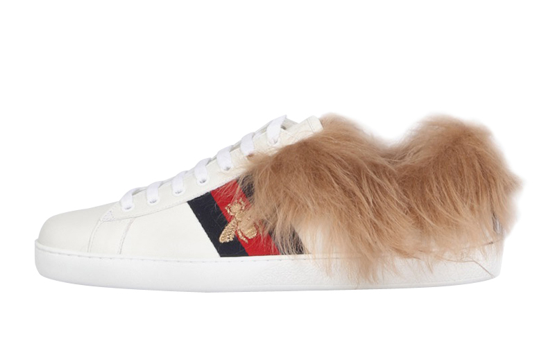 Buy GUCCI/古驰 蜜蜂刺繡毛絨裡襯男士休閒運動板鞋小白鞋板鞋496093男鞋