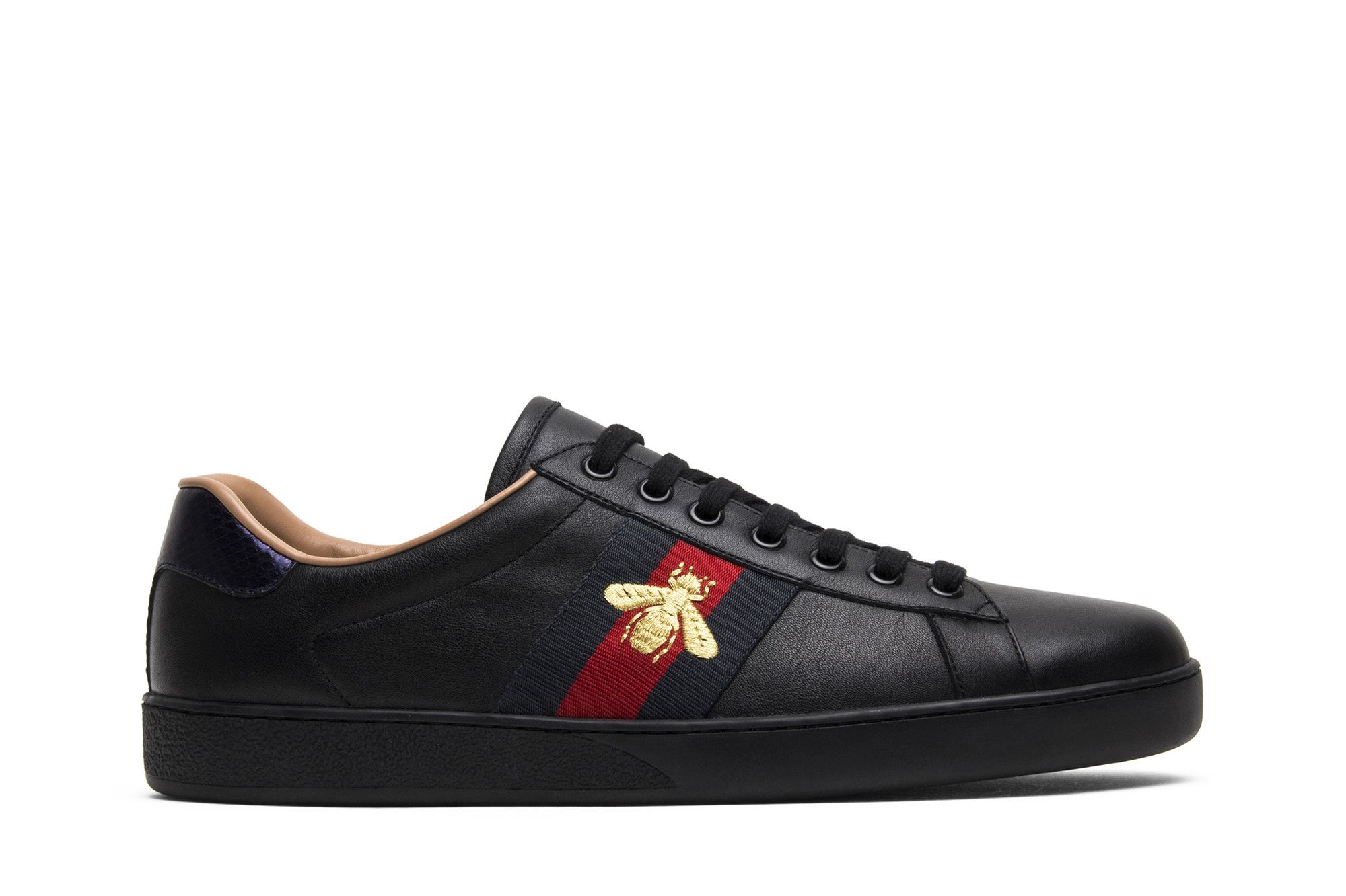 Gucci Ace Embroidered Black bakc edge 'Black Bee' 429446 A38G0 1284