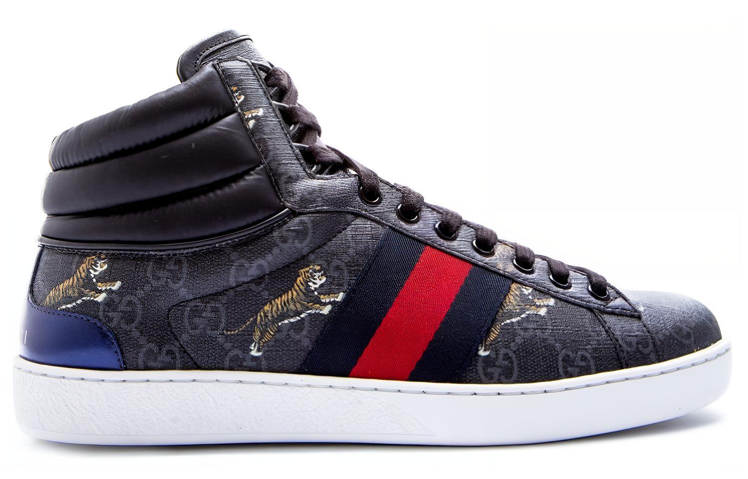 Gucci Ace GG High 'Tiger Logo - Black' 圖 2
