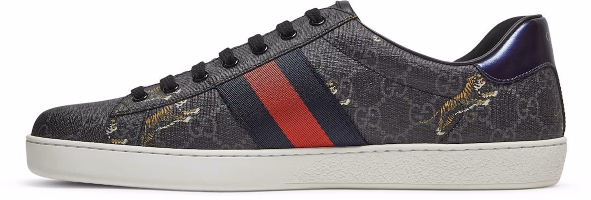 GUCCI 古馳 ACE 老虎圖樣 復古百搭 低筒 時尚板鞋 男款 黑灰 Lookbook GUCCI 古馳 ACE 老虎圖樣 復古百搭 低筒 時尚板鞋 男款 黑灰