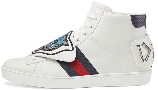 GUCCI古馳 ACE 虎頭鉚釘貼花 時尚板鞋 男款 白 Buy GUCCI古馳 ACE 虎頭鉚釘貼花 時尚板鞋 男款 白