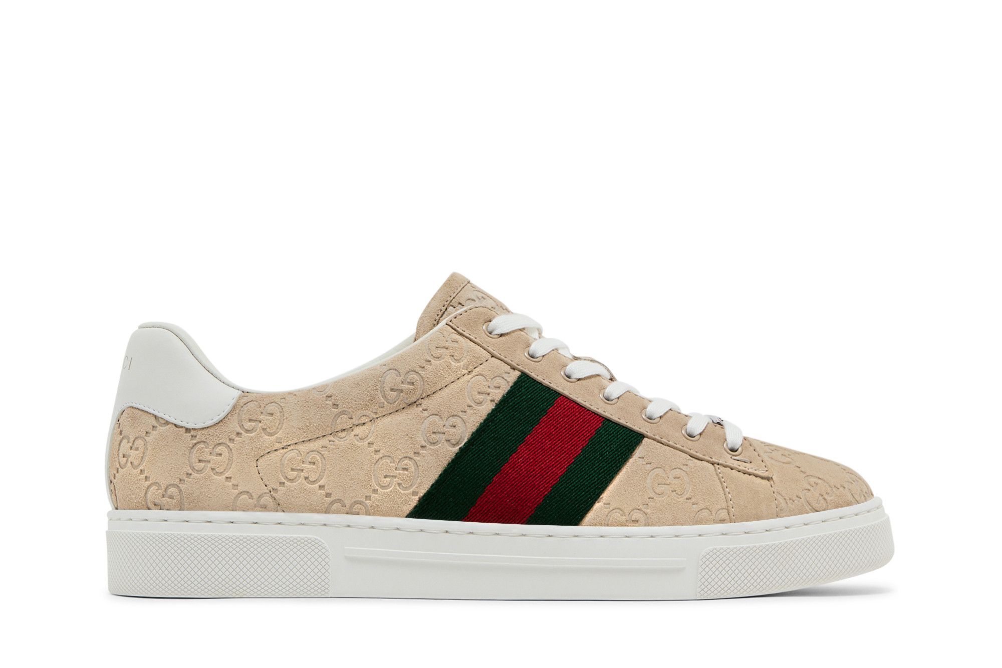 Buy GUCCI古馳 Ace 毛絨面革 圓頭繫帶 低筒 板鞋 男款 米色