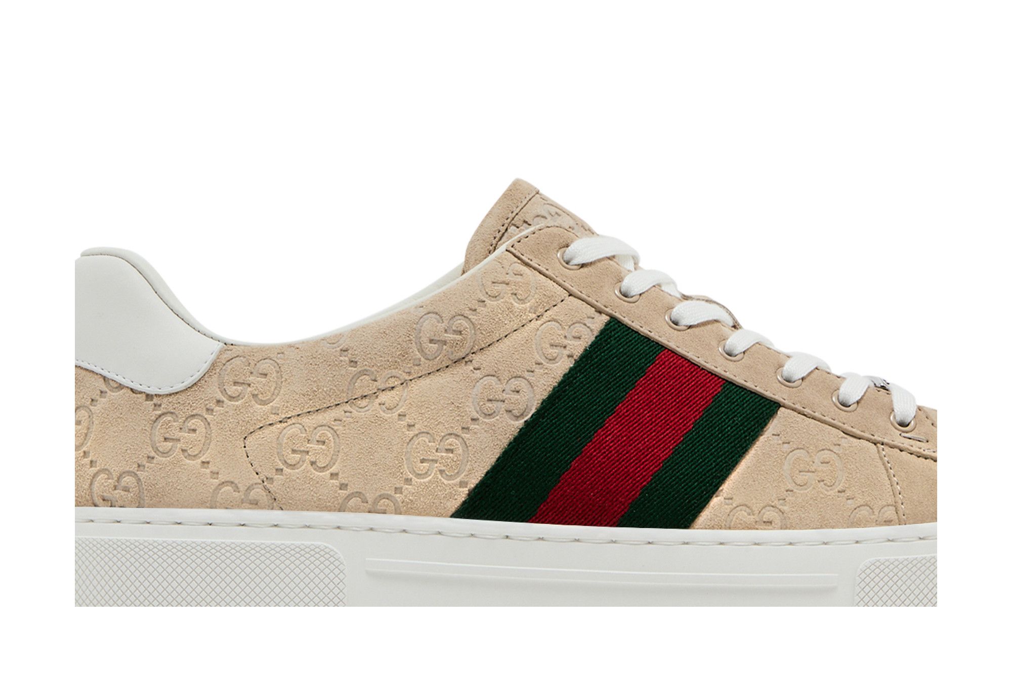 Order GUCCI古馳 Ace 毛絨面革 圓頭繫帶 低筒 板鞋 男款 米色