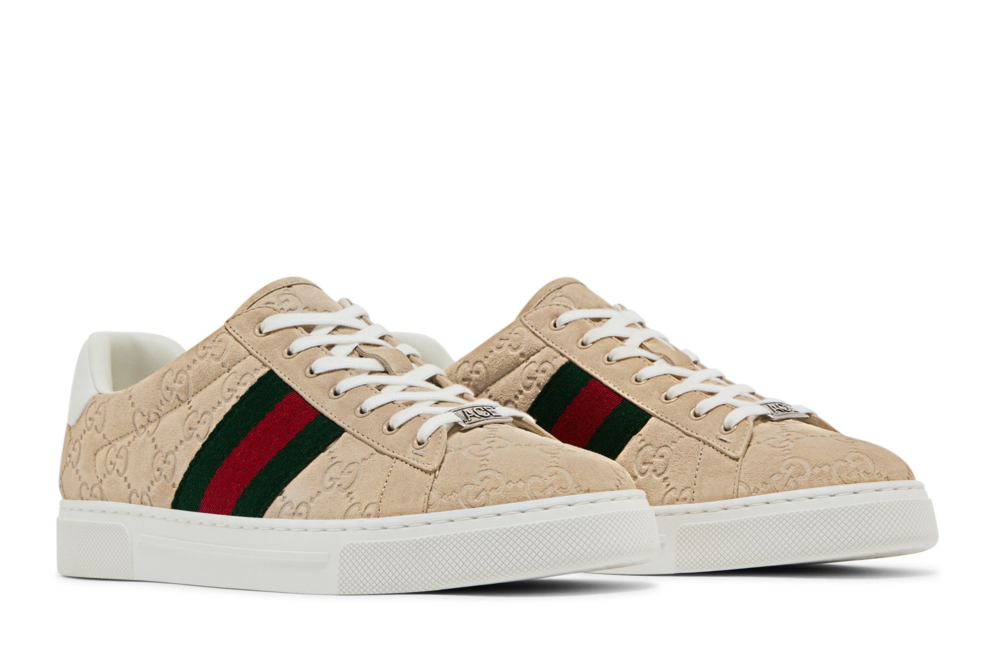 Cheap GUCCI古馳 Ace 毛絨面革 圓頭繫帶 低筒 板鞋 男款 米色