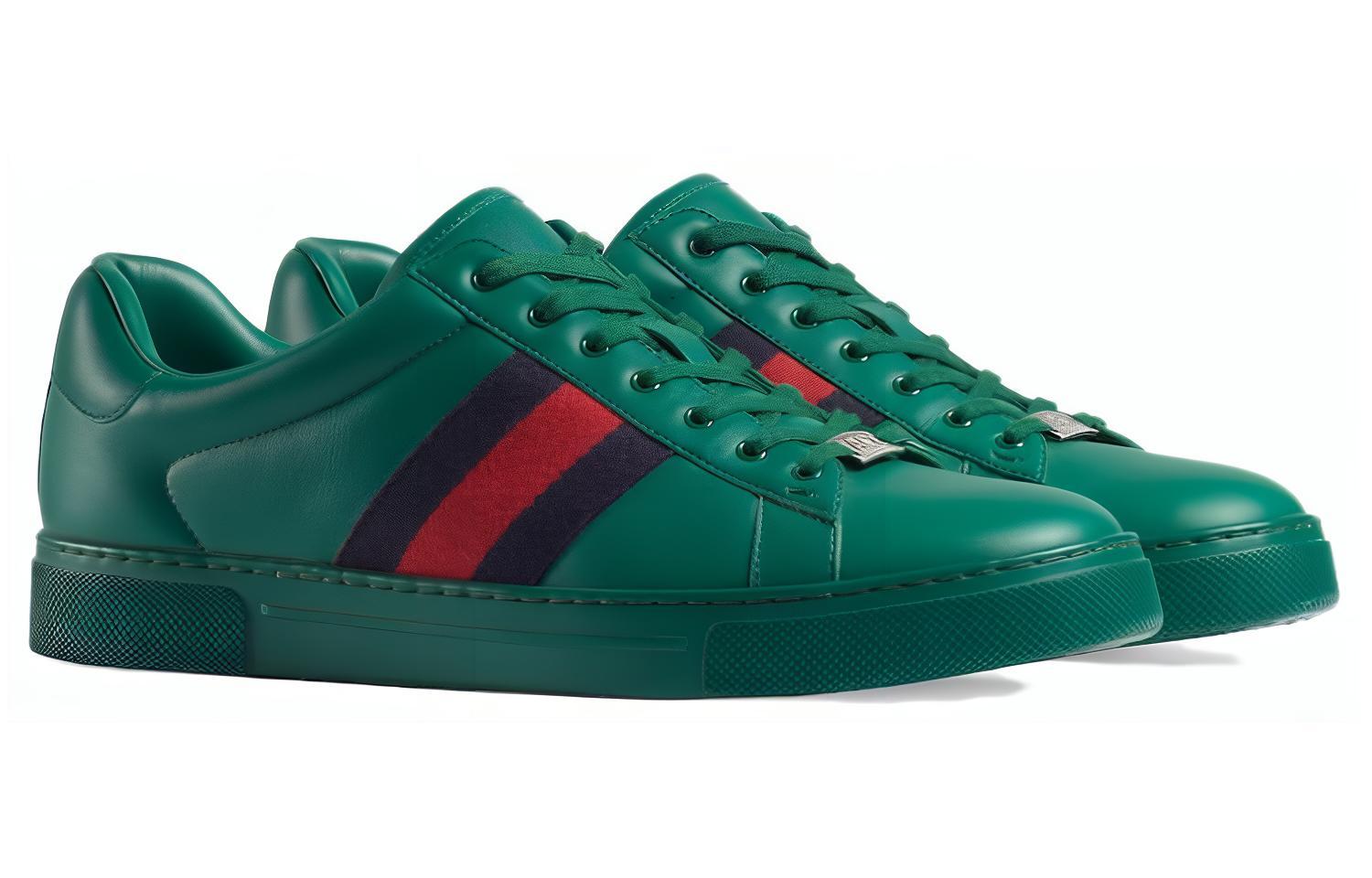 Order GUCCI古馳 皮革 舒適時尚 低筒 板鞋 男款 綠色