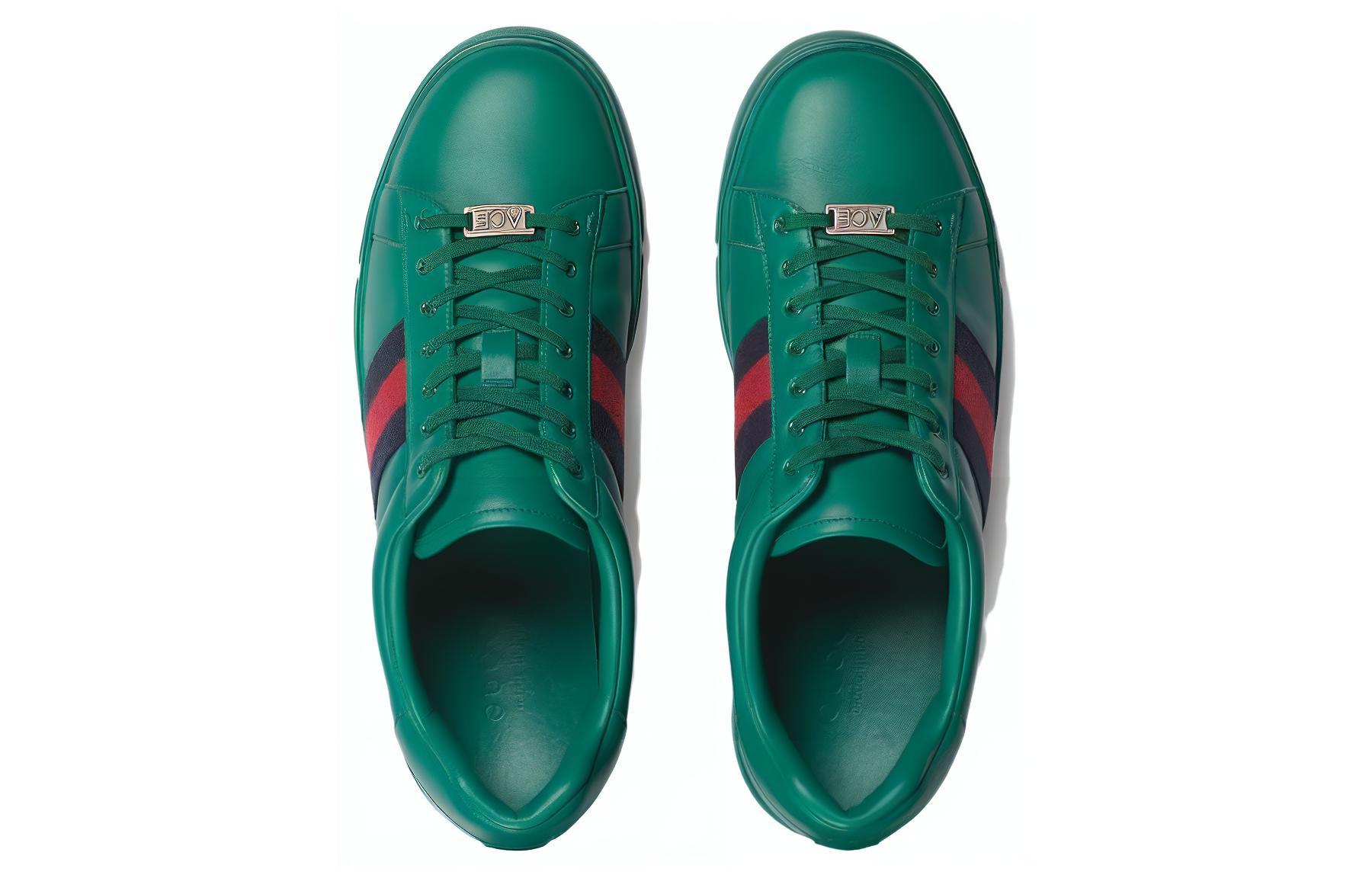 Lookbook GUCCI古馳 皮革 舒適時尚 低筒 板鞋 男款 綠色