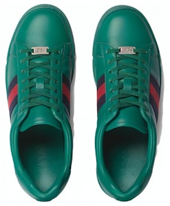 GUCCI古馳 皮革 舒適時尚 低筒 板鞋 男款 綠色 Lookbook GUCCI古馳 皮革 舒適時尚 低筒 板鞋 男款 綠色