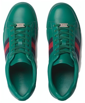 GUCCI古馳 皮革 舒適時尚 低筒 板鞋 男款 綠色 Lookbook GUCCI古馳 皮革 舒適時尚 低筒 板鞋 男款 綠色