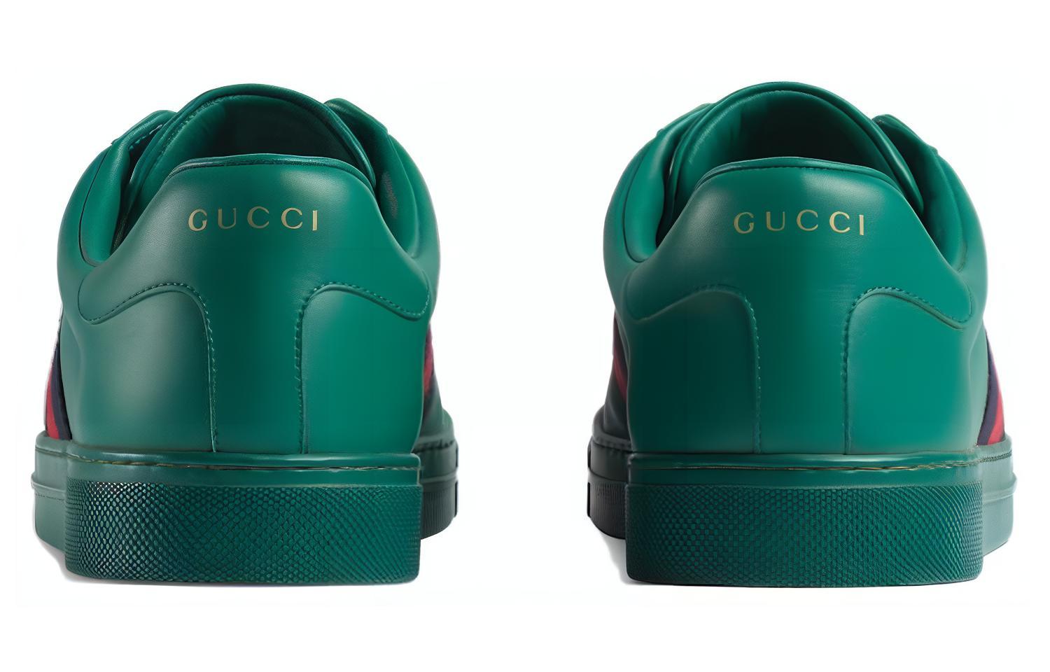 Shop GUCCI古馳 皮革 舒適時尚 低筒 板鞋 男款 綠色