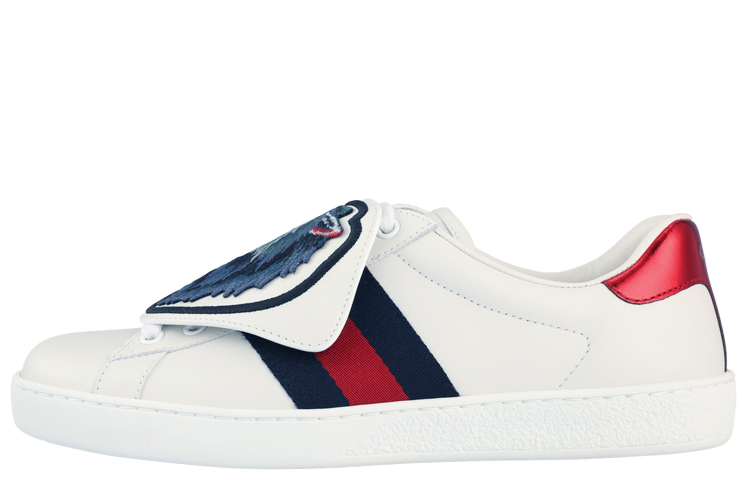 Buy GUCCI 古馳 ACE 狼頭圖案休閒運動 時尚板鞋 男款 白色