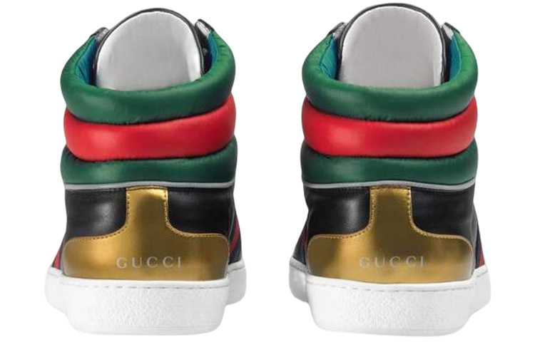 Shop 구찌 에이스 스트라이프 블랙 하이탑 (Gucci Ace Stripe Black High-top) 548689-0RDQ0-1084