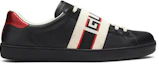Order Gucci Ace 黑色条纹皮革鞋 523469-OFIVO-1076