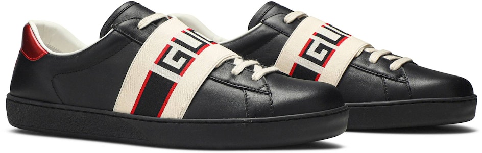 古驰Ace条纹黑色皮革鞋 523469-0FIV0-1076 Cheap 古驰Ace条纹黑色皮革鞋 523469-0FIV0-1076