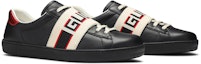 Cheap Gucci Ace Stripe Kulit 'Hitam' 523469-0FIV0-1076