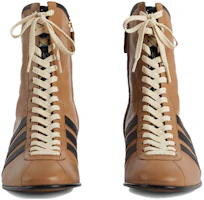 Shop adidas originals x GUCCI古馳 皮革 時尚繫帶 短靴 男款 棕色