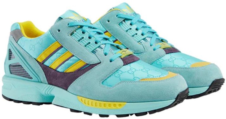 Gucci Adidas Originals ZX 8000 Sepatu 'Aqua Biru Kuning Coklat' 721936-AAA9L-4644 Lookbook Gucci Adidas Originals ZX 8000 Sepatu 'Aqua Biru Kuning Coklat' 721936-AAA9L-4644