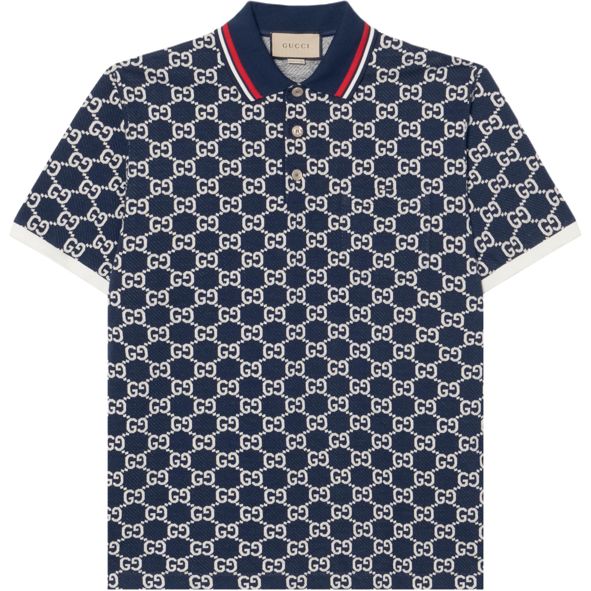 Gucci All-Over Logo Blue Short-Sleeve Polo Shirt for Men 768636-XJF49-4492