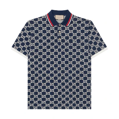 Gucci All-Over Logo Blue Short-Sleeve Polo Shirt for Men 768636-XJF49-4492
