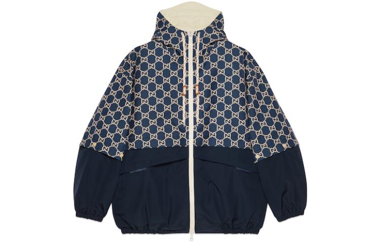 Gucci All-Over Print Zip Hoodie Jacket Navy Blue 742811-Z8BJG-4384