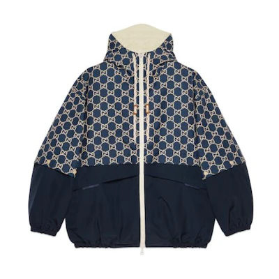 Gucci All-Over Print Zip Hoodie Jacket Navy Blue 742811-Z8BJG-4384