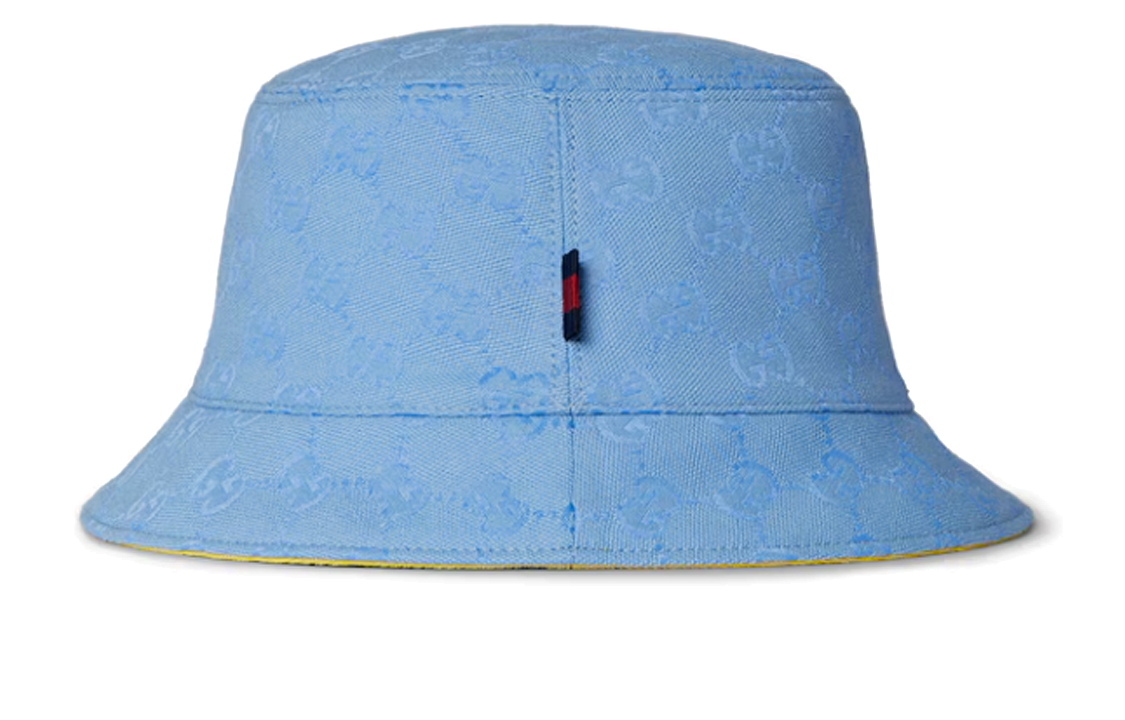 Lookbook GUCCI Alphabet Embroidered Canvas Bucket Hat Unisex Couple Style Blue. 7901523HA0T8575