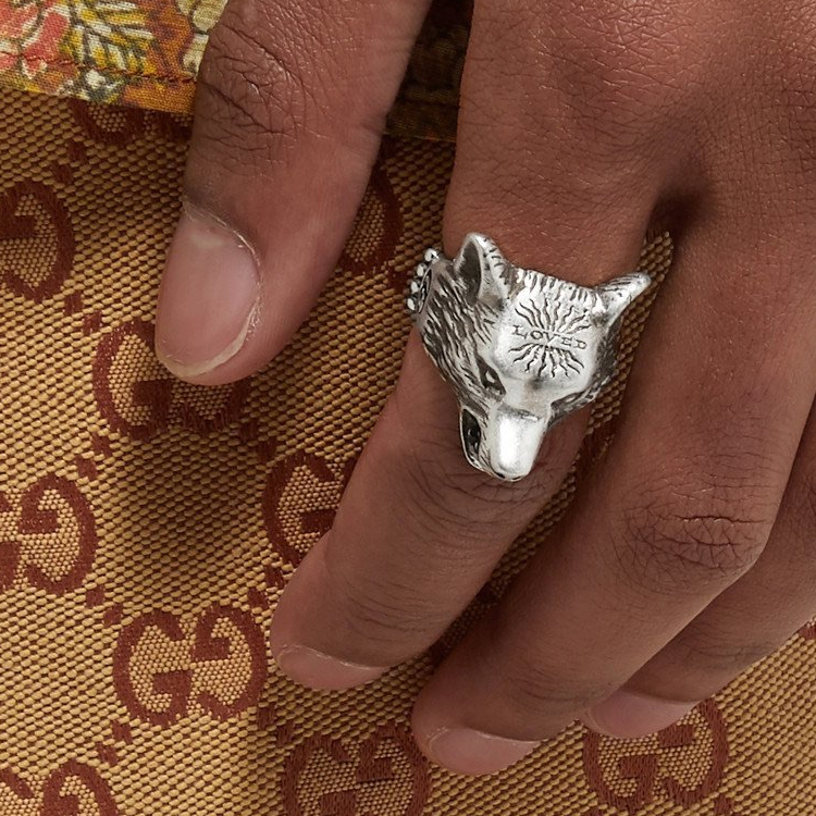 GUCCI Anger Forest Wolf Head 925 Silver Ring  - Silver. 476902 圖 8