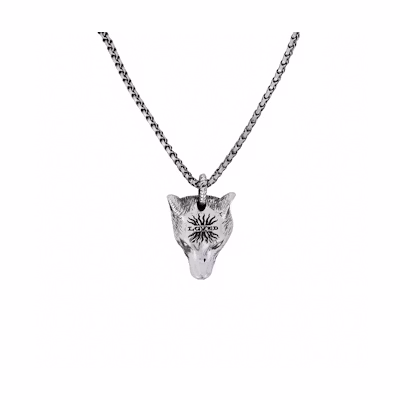 GUCCI Anger Forest Wolf Head Sterling Silver Necklace Unisex Silver 476930-J8400-0811