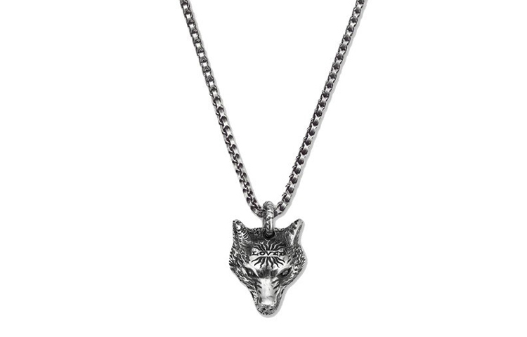 GUCCI Anger Forest Wolf Head Sterling Silver Necklace Unisex Silver 476930-J8400-0811 圖 2