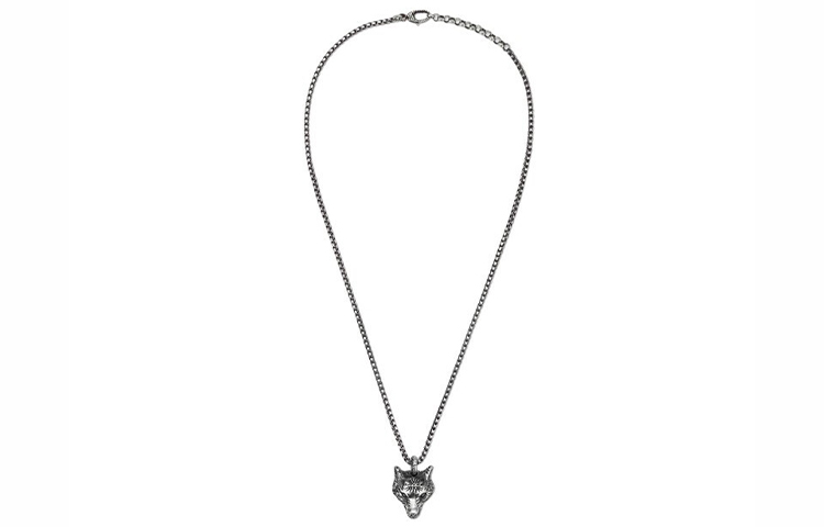 GUCCI Anger Forest Wolf Head Sterling Silver Necklace Unisex Silver 476930-J8400-0811 圖 3