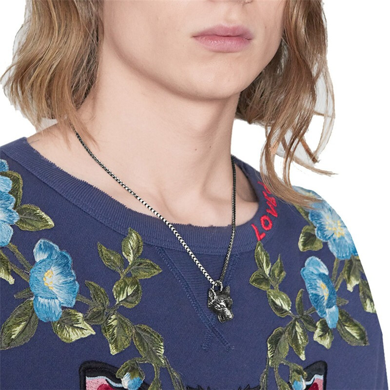 GUCCI Anger Forest Wolf Head Sterling Silver Necklace Unisex Silver 476930-J8400-0811 圖 4