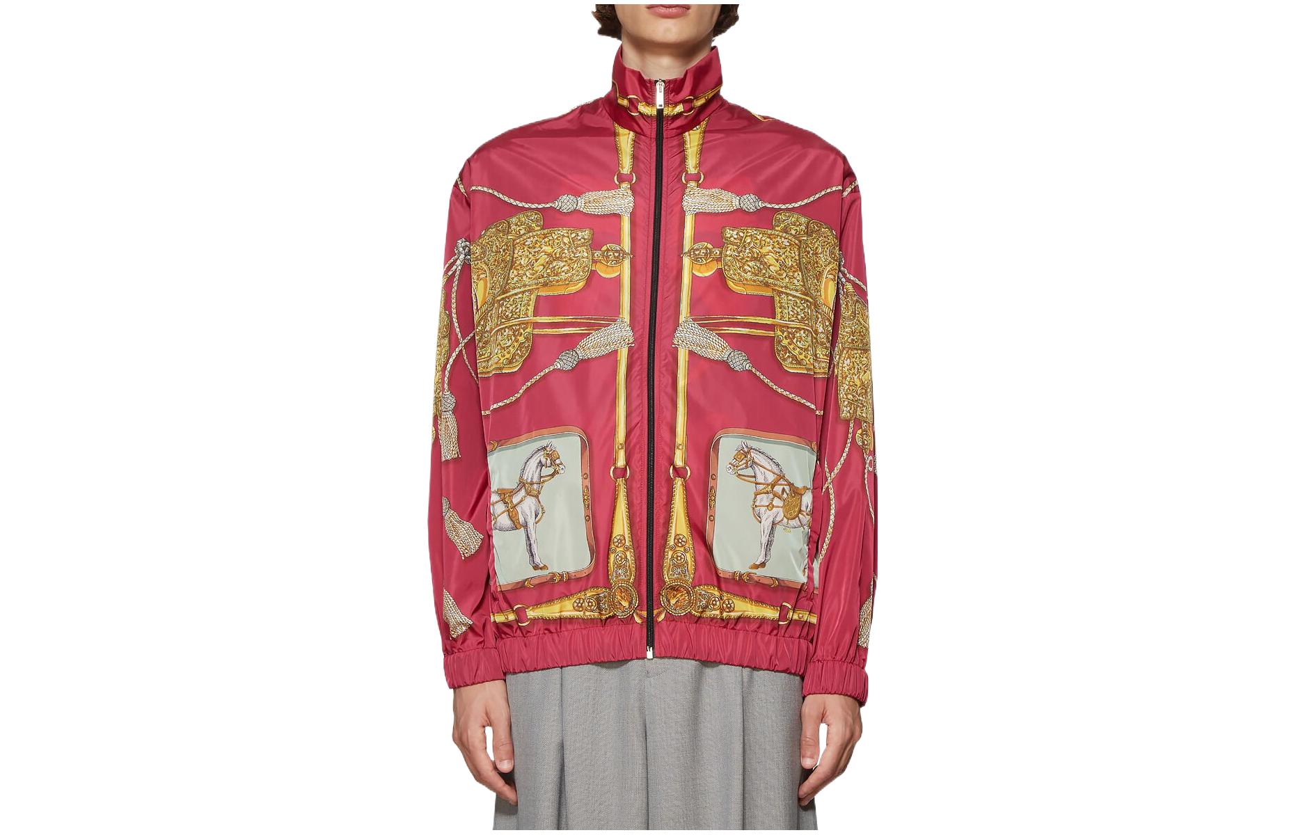 Gucci Animal Print Zip-Up Jacket in Burgundy 587368-XJBOY-5153