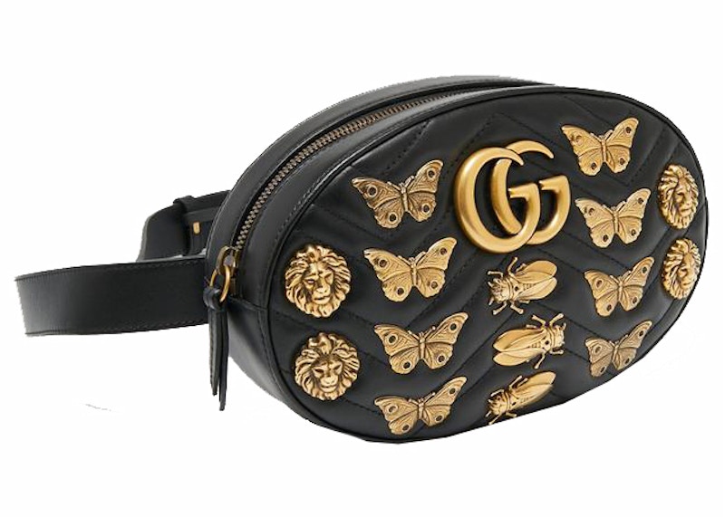 Order Gucci 動物圖釘GG Marmont黑色腰包