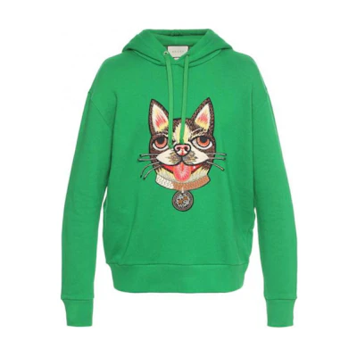 Gucci Anime Dog Print Green Hoodie Long Sleeve Sweater 475374-X9P12-3234