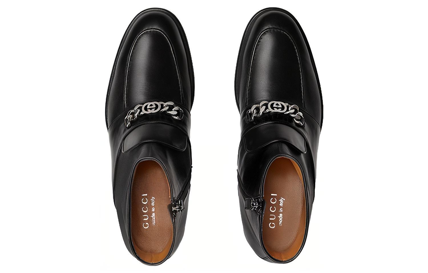 Shop Botte Cheville Gucci ''Cuir Noir'' 746688-AABUV-1000