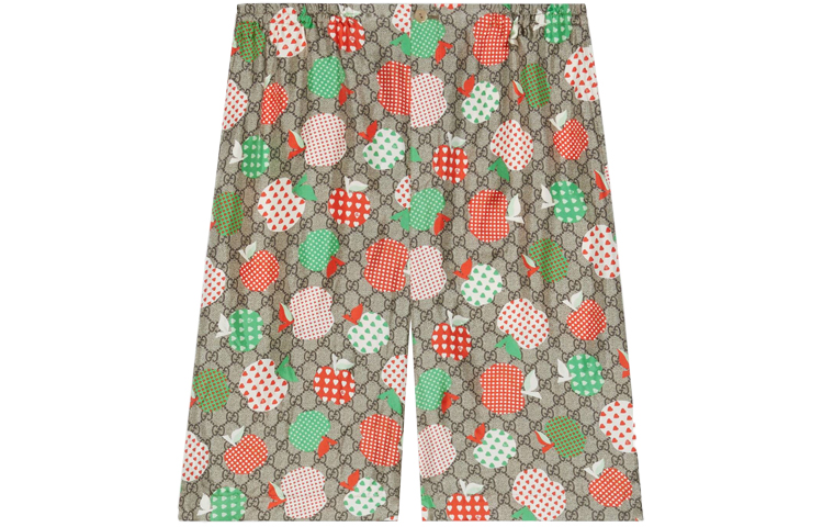 Gucci Apple Print Brown Casual Shorts for Men 653403-ZAHC2-2110