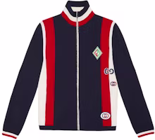 Gucci Appliqué Wool Knit Aviator Jacket Blue Mens 576892-XKAOP-4206 Gucci Appliqué Wool Knit Aviator Jacket Blue Mens 576892-XKAOP-4206