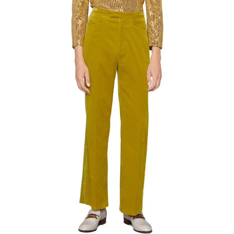 GUCCI Aria  Velvet Straight-Leg Casual Pants in Chat Green. 672239-ZAHW3-3532 圖 4
