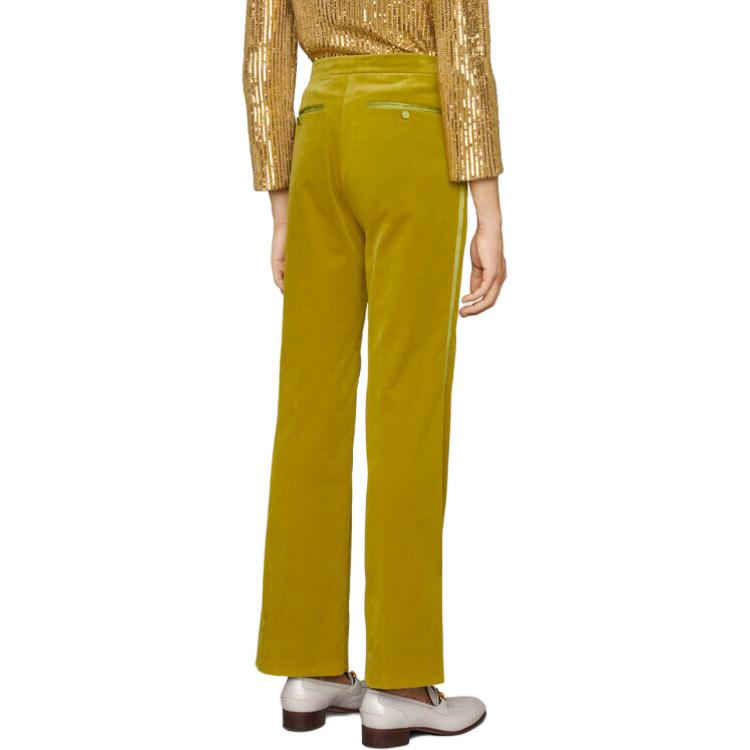 GUCCI Aria  Velvet Straight-Leg Casual Pants in Chat Green. 672239-ZAHW3-3532 圖 5