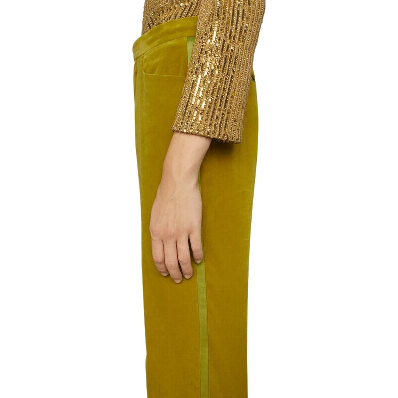 GUCCI Aria  Velvet Straight-Leg Casual Pants in Chat Green. 672239-ZAHW3-3532 圖 6
